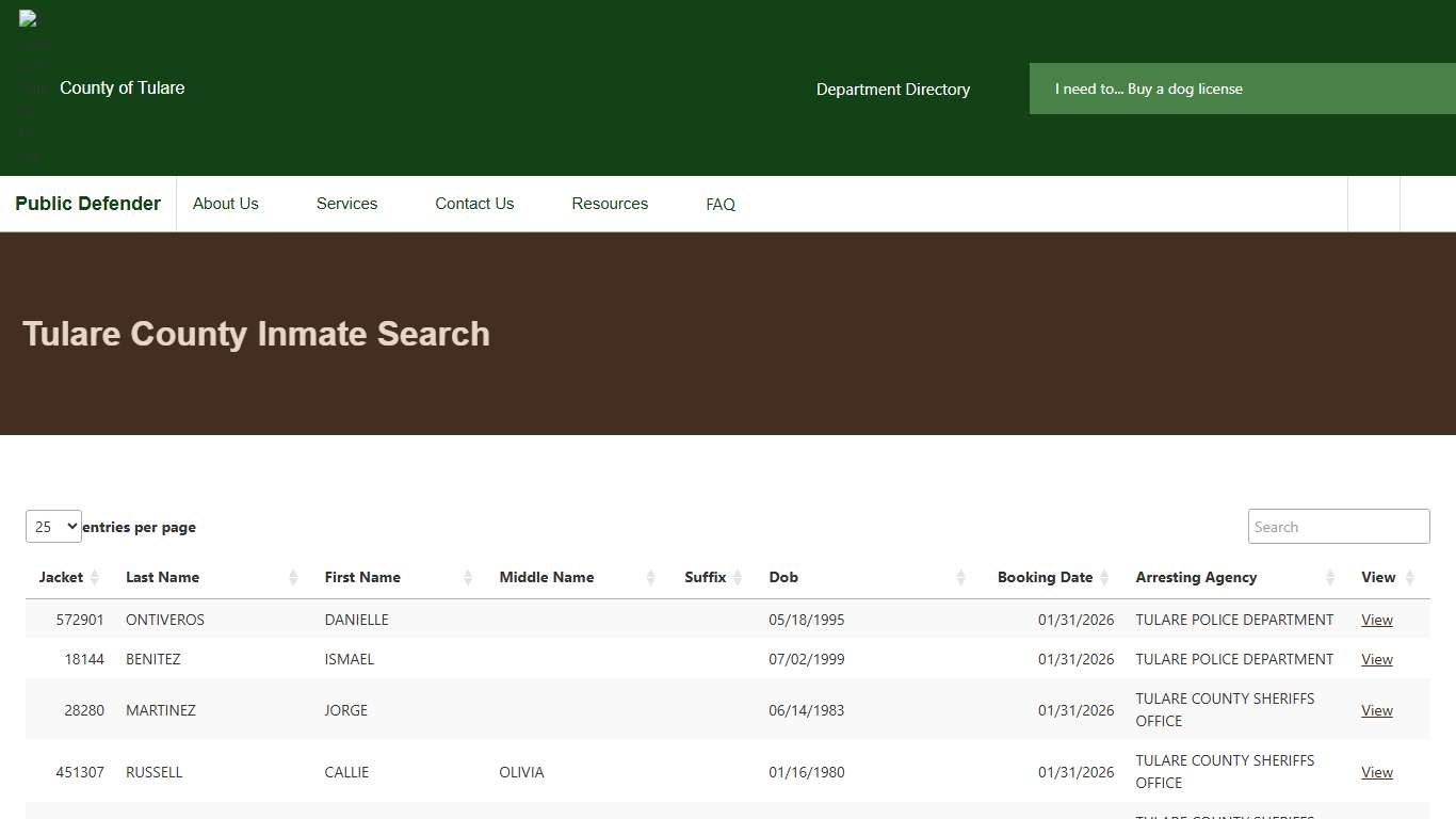 Tulare County Inmate Search Public Defender